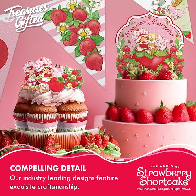 Treasures Gifted Officially Licensed Strawberry Shortcake Cake Decorations - Image 5