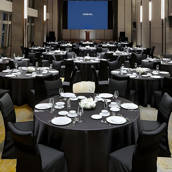 8 Pack Black Round Tablecloths 90 Inch Black Table Cloth Stain and Wrinkle - Image 3