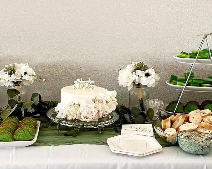 10 Packs Olive Green Cheese Cloth Table Runners, 10FT Boho Gauze Moss Green - Image 4