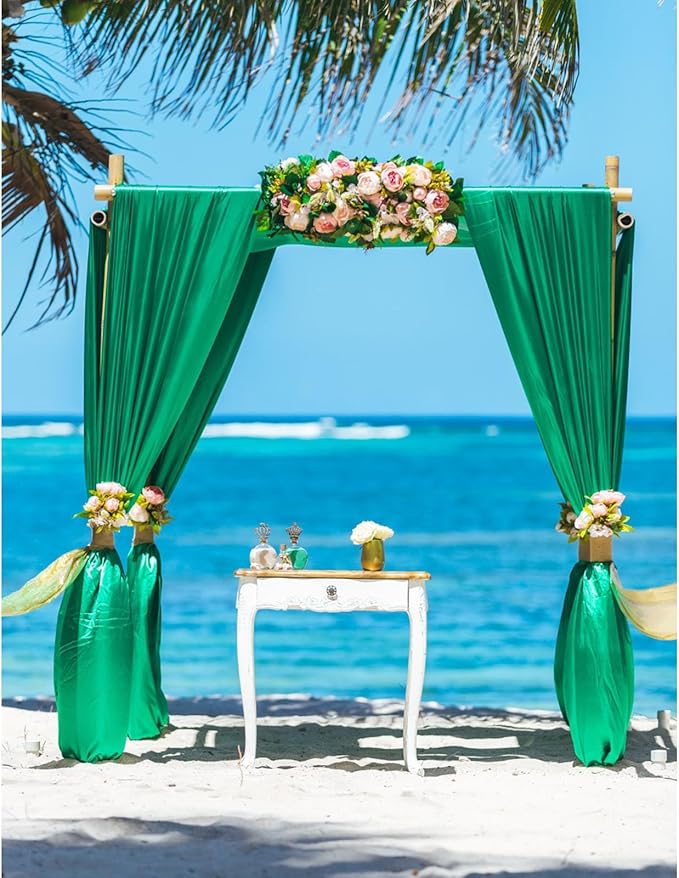 2 Panels Deep Green Backdrop Curtain, 10 x 7 Feet Background Curtains - Image 6