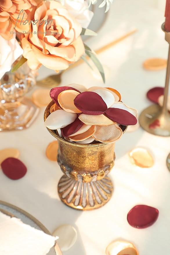 Floroom 300pcs Rose Petals Chic Terracotta Faux Silk Flower Petals Burnt Orange - Image 2