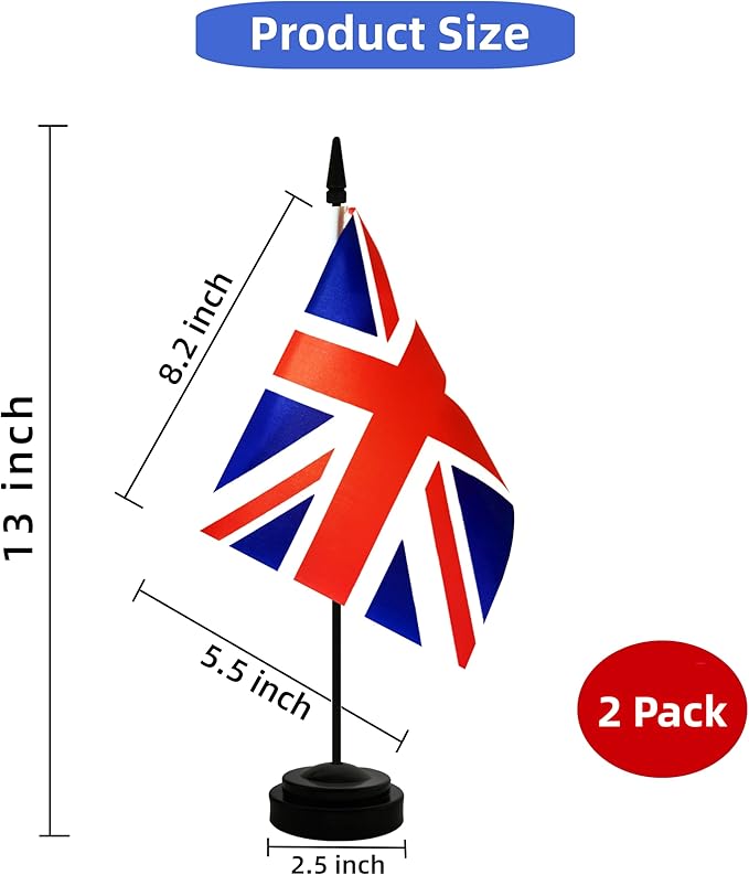 2 Pack UK Britain Desk Flag, British Table Office Flag - Image 2