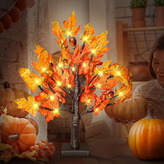 2 Pack 18 Inch Prelit Fall Maple Tree - Image 9