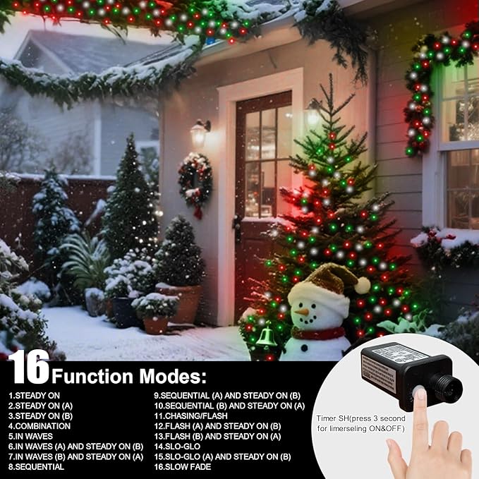 LAMPHOME 33ft Christmas Decorative Mini Lights, 100 LED Transparent Wire Fairy - Image 2