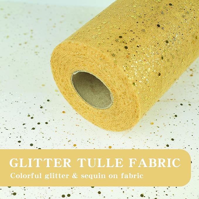 Glitter Tulle Rolls, 6” by 50 Yards Sparkling Tulle Spool Ribbon Sequin Tulle - Image 3