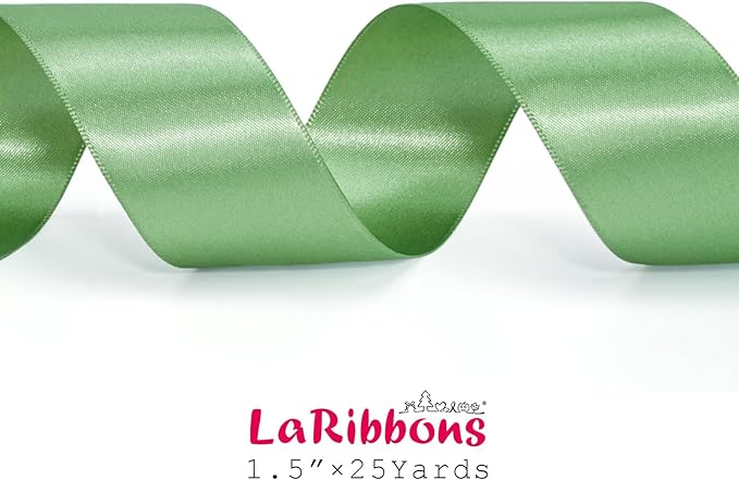 LaRibbons Sage Green Ribbon 1 1/2 Inch 25 Yards Luxury Double Faced Green Silk - Image 5