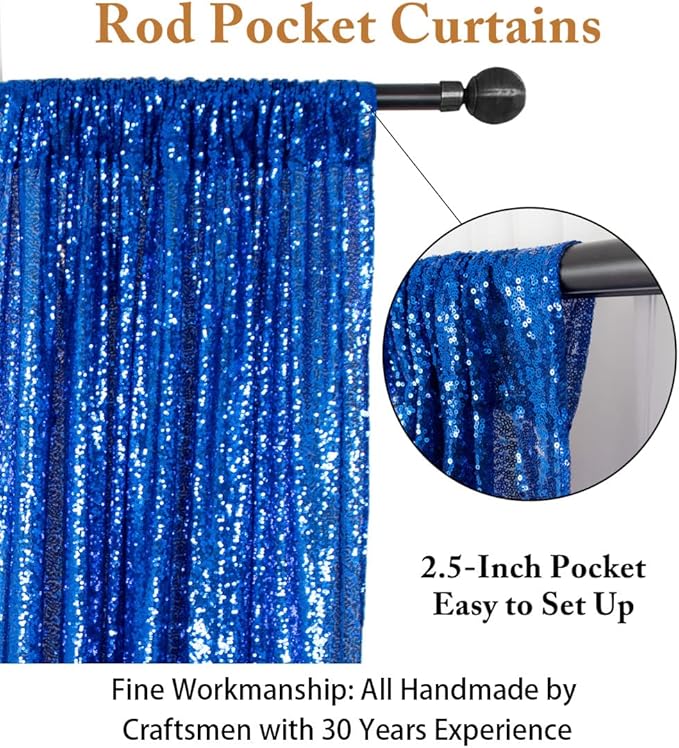 ShinyBeauty Sequin Curtain Royal Blue 4FTx8FT Sequin Photo Backdrop Royal Blue - Image 3