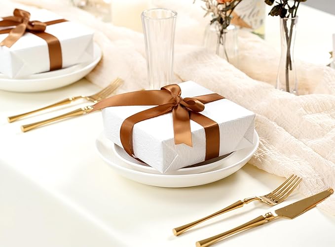 Brown Satin Ribbon 7/8 Inch 50 Yards Double-Faced Polyester Ribbons - Image 5