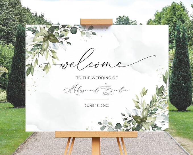 Greenery Wedding Welcome Sign, To The Wedding Of Signs - Image 3