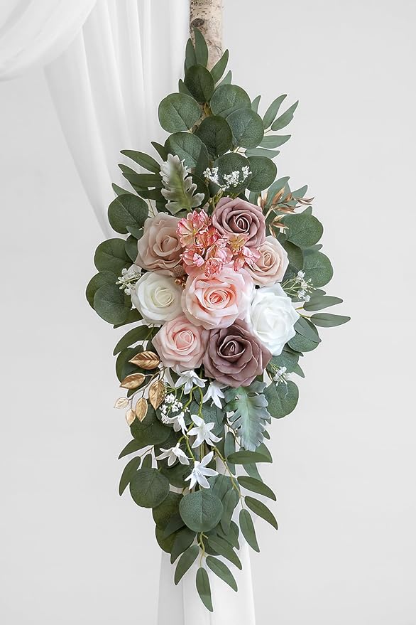 Dusty Rose Artificial Wedding Arch Flowers Kit - Image 5