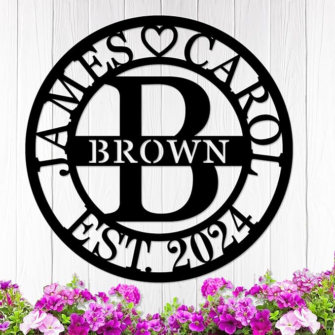 Personalized Custom Split Letter Family Name Sign, Large Metal Decor, by Unknown