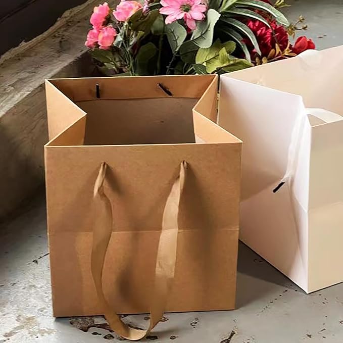 Kraft Paper Gift Bag Large Square Bottom Kraft Paper Bags - Image 9