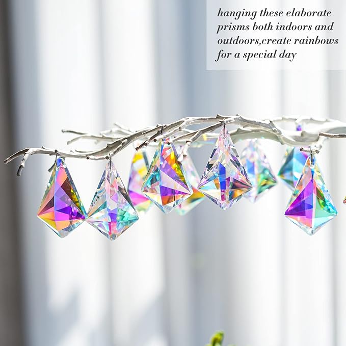 50mm Sun Catchers with Crystals, Colored Horns Crystal Prisms, Glass Pendant - Image 2