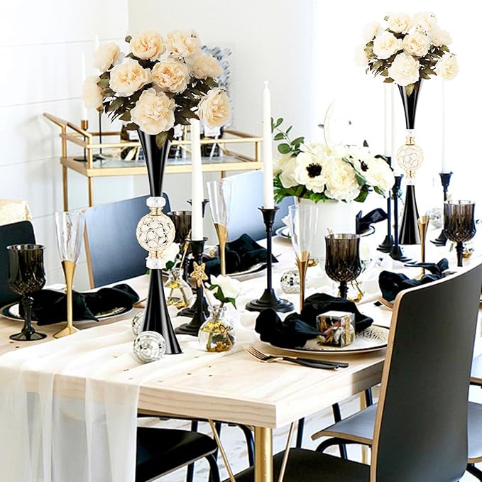 VIJIV Black Tall Crystal Flower Vases - Image 5