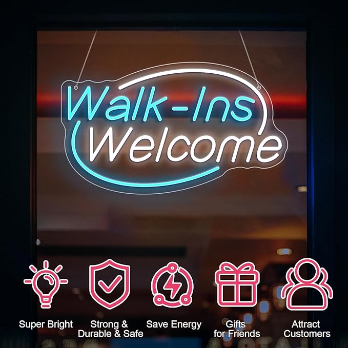 Walk-Ins Welcome Neon Sign, Neon Sign - Image 2