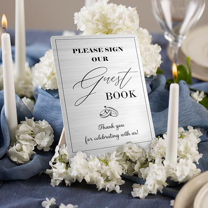 Wedding Guestbook Sign, Guestbook Wooden Sign Stand 5x7inch, Please Sign Our - Image 2