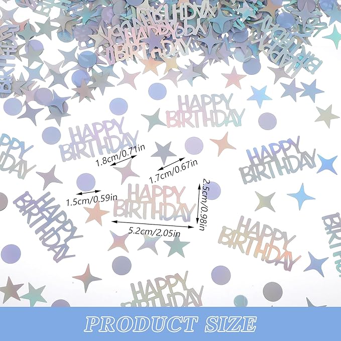 Birthday Confetti for Table, Glitter Birthday Confetti Metallic Foil Sprinkles - Image 2