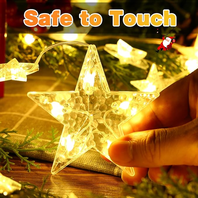46 Stars Christmas Window Lights, IP65 Waterproof 74 LEDs Twinkle Star Curtain - Image 4