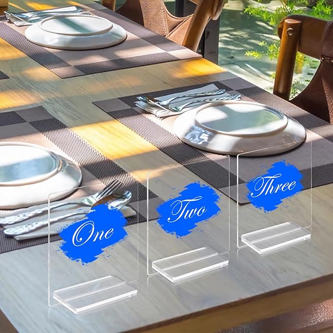4" Clear Acrylic Sign Stand, 3mm Slots Wedding Table Number Holder, Angular - Image 2