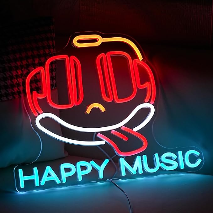 Headphone Neon Sign Dimmable Led Happy Music Neon Light - Image 5