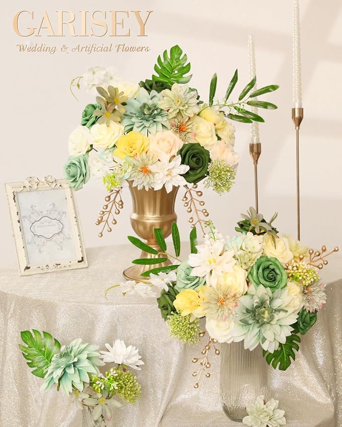 Artificial Flowers Combo, Mix Silk Flowers Roses, Dahlias - Image 4