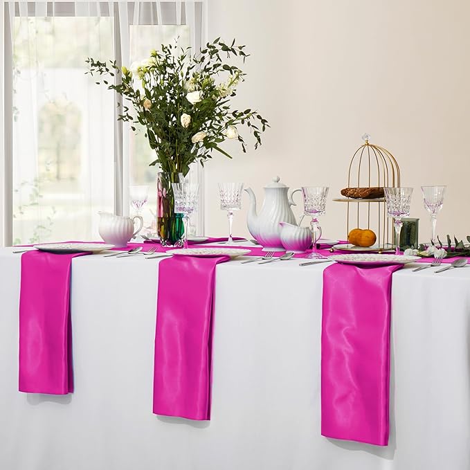 Horbaunal 30 Pack Hot Pink Satin Napkins 20 x 20 Inch, Square Soft Table Dinner - Image 5