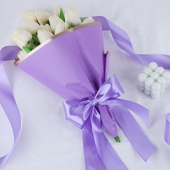 NESCCI 100 Yards Ribbon, 1-1/2 Inch Light Purple Satin Ribbon, Single Face - Image 3