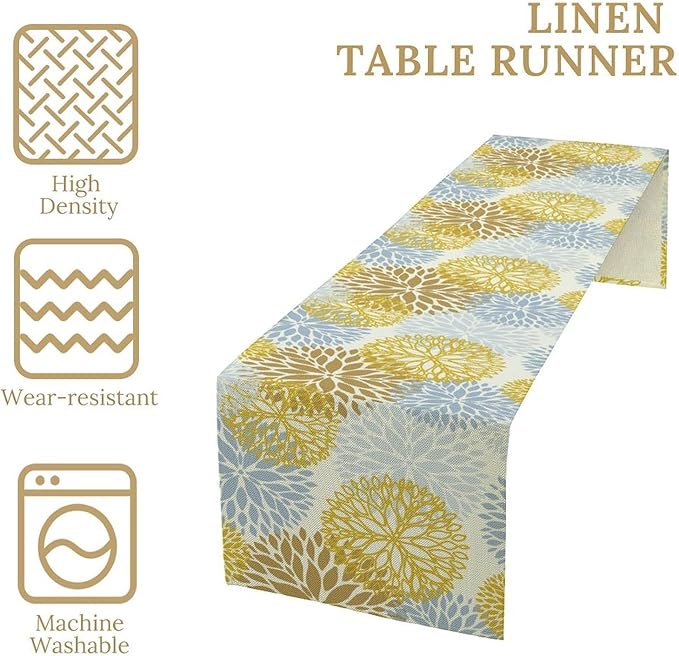 Flowers Table Runner, Spring Summer Floral Pattern Seasonal Farmhouse Kitchen - Image 4