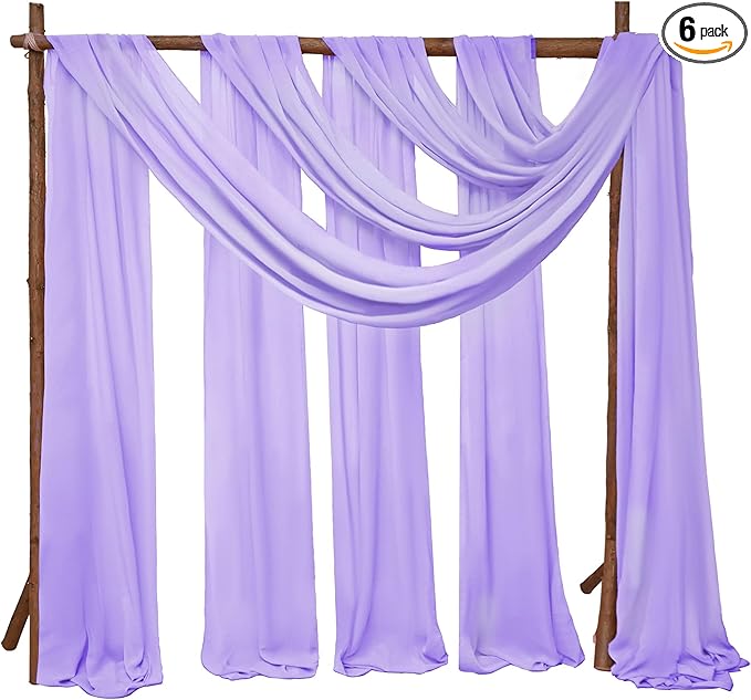 6 Panels Lavender Wedding Arch Drapery 28" x20Ft Wedding Arch Draping Fabric by SATULGAU