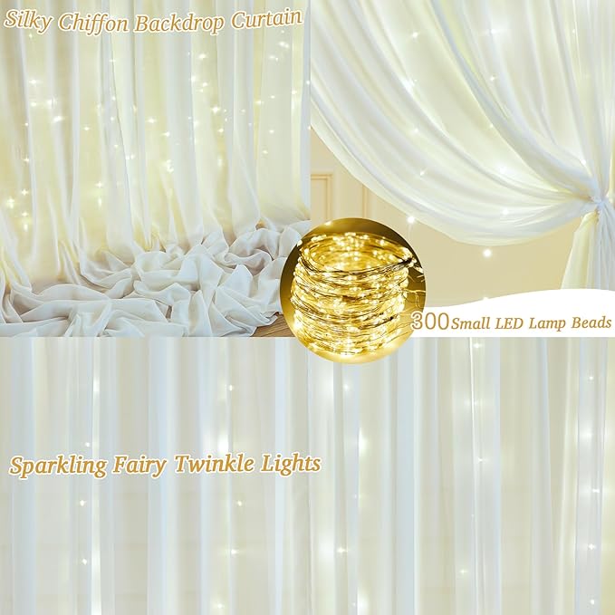 10ft x 10ft Ivory Backdrop Curtain - Image 5