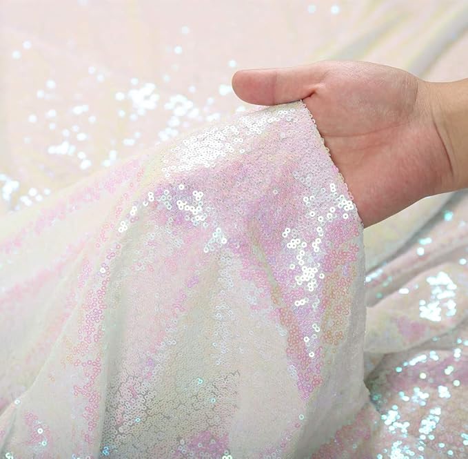 SquarePie Sequin Tablecloth 50 x 72 Inch Iridescent Sparkly Table Linen - Image 6