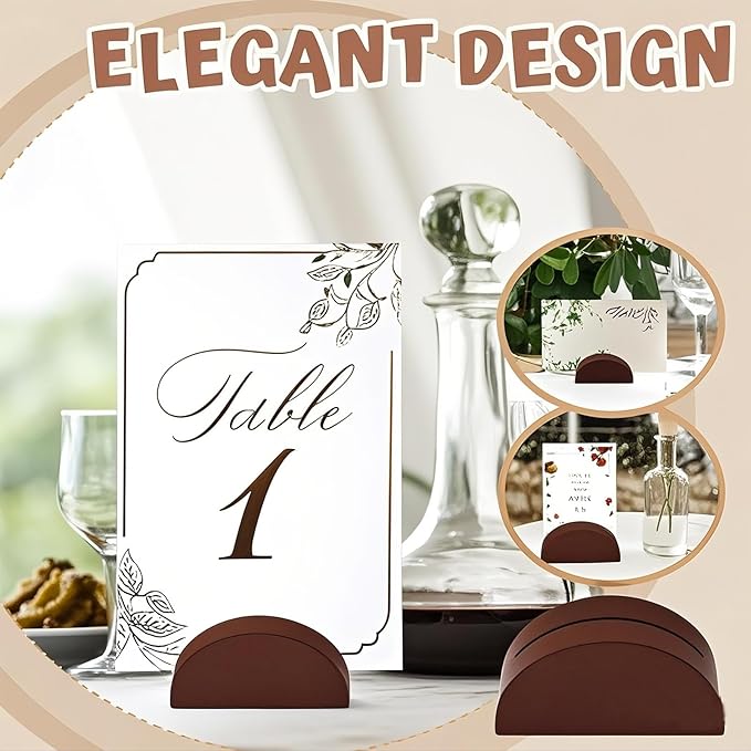 24 Pcs-6cm Table Number Stands, Wooden Semicircular Base - Image 3