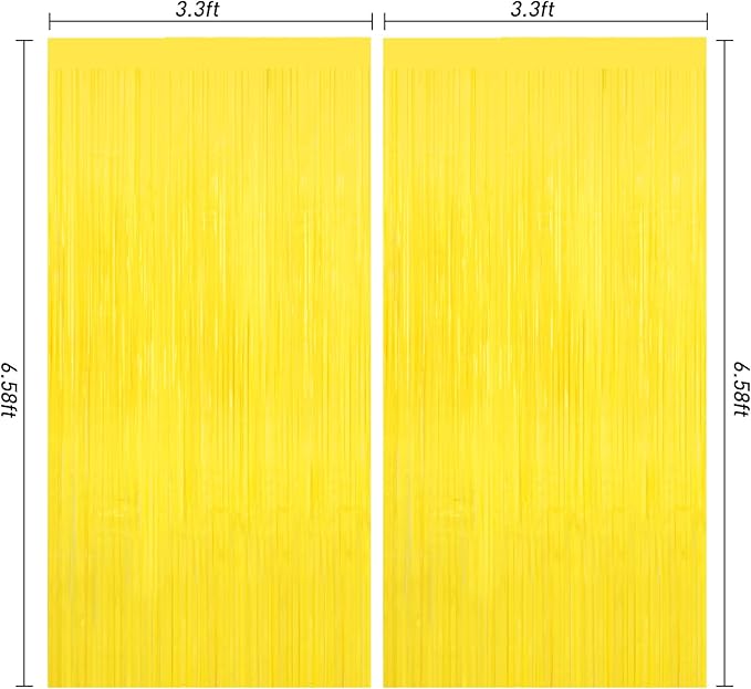 Yellow Tinsel Foil Fringe Curtains Backdrops, Tinsel Curtain Backdrop - Image 2
