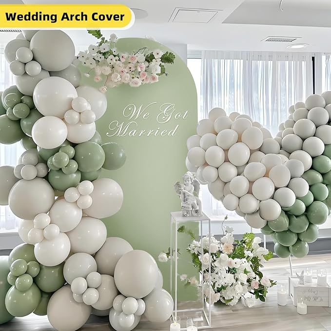 HEMMOTOP Green Arch Cover, 7.2 ft Spandex Wedding Balloon Arch Covers Stretchy - Image 3