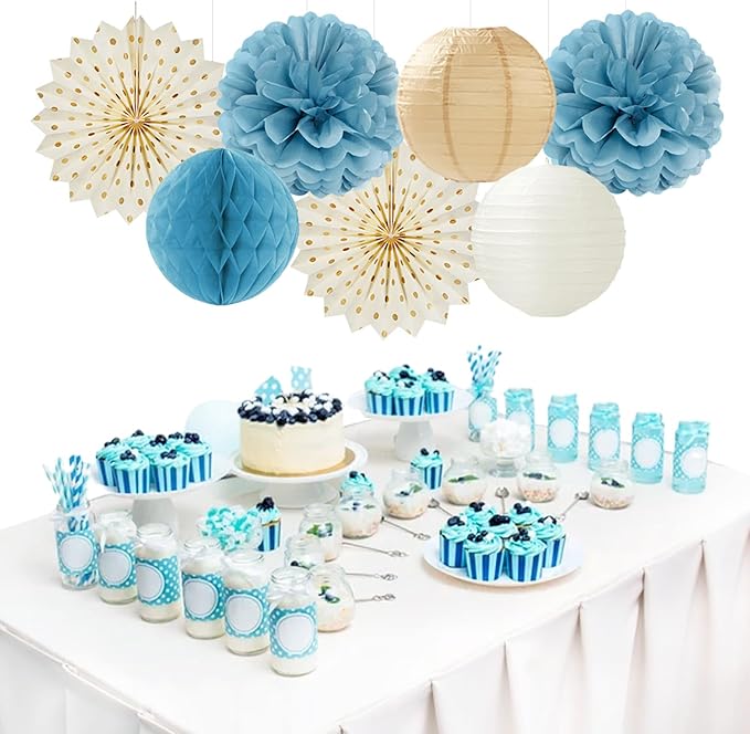 Light-Dusty Blue Beige-Champagne Boho Party-Decorations - Image 5