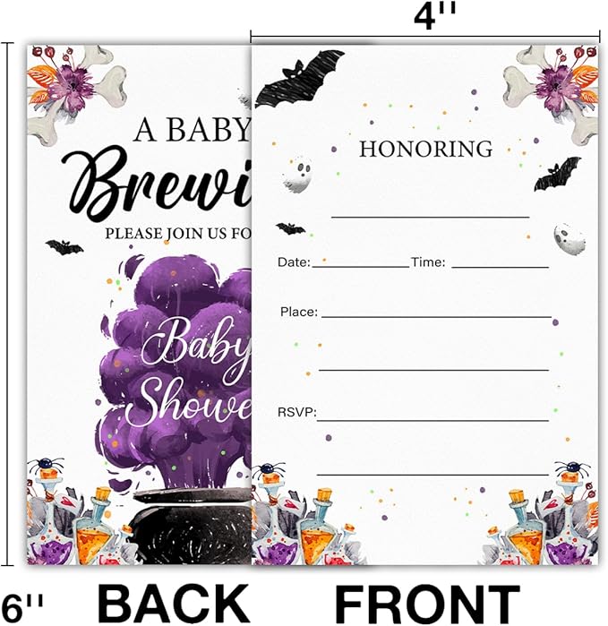 Halloween Baby Shower Party Invitations, a Baby Is Brewing Baby Shower Wizard - Image 2