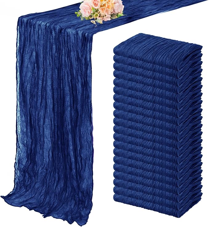 10FT 20 Pack Royal Blue Cheesecloth Table Runner 20 x 120 Inch Long Rustic by FoliafeelHome