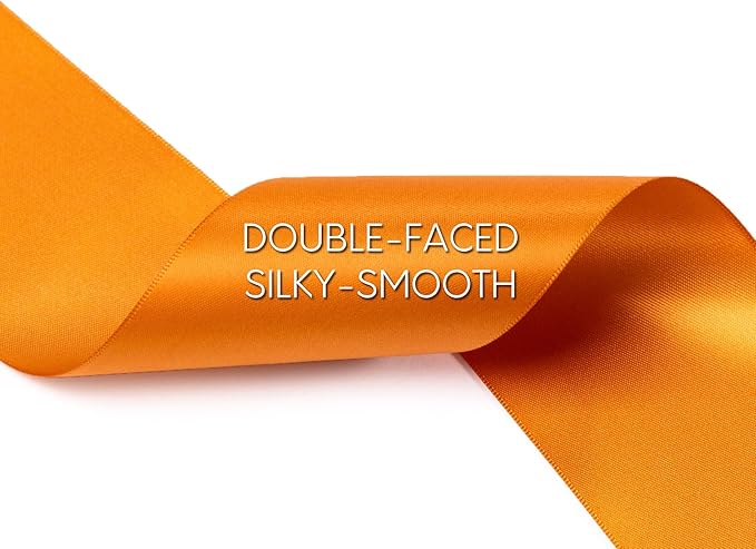 Satin Ribbon 2.5 Inch Double-Faced Ginger Polyester Ribbons 25 Yards - Image 3