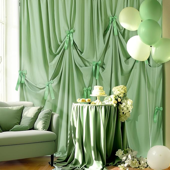 Sage Green Backdrop Curtain - Image 6