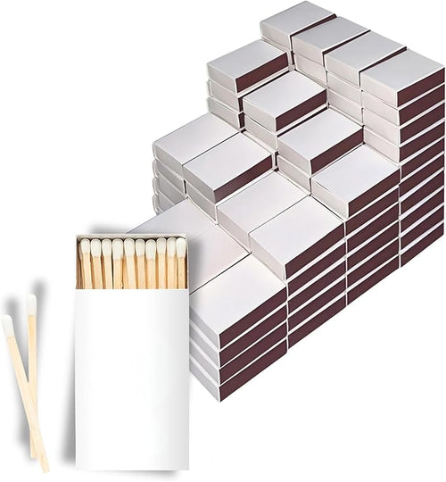 100 Boxes Blank White Wooden Matches | Strike on Box Matchboxes Traditional by Winecraft