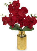 Red Orchids Artificial Flowers Faux Orchid Arrangement by Oairse