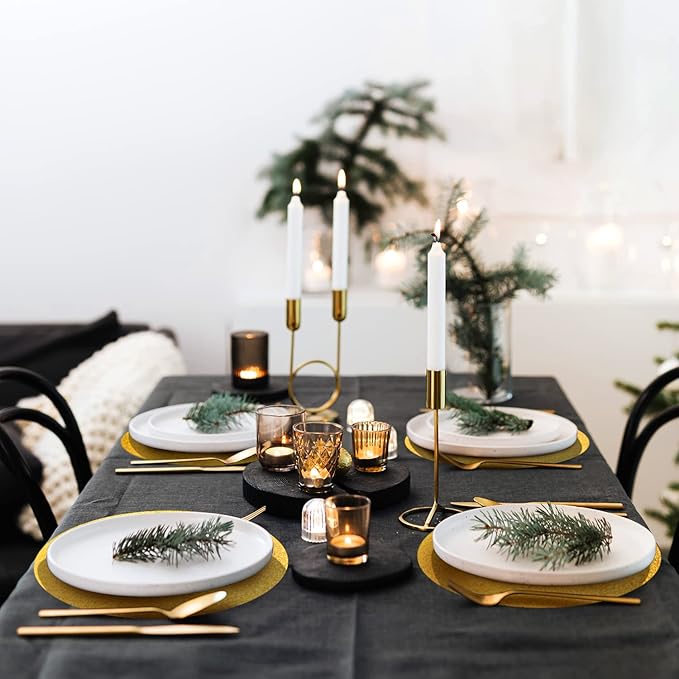 50 Pieces Gold Glitter Paper Place Mats Sparkle 14'' Round Disposable Table - Image 7