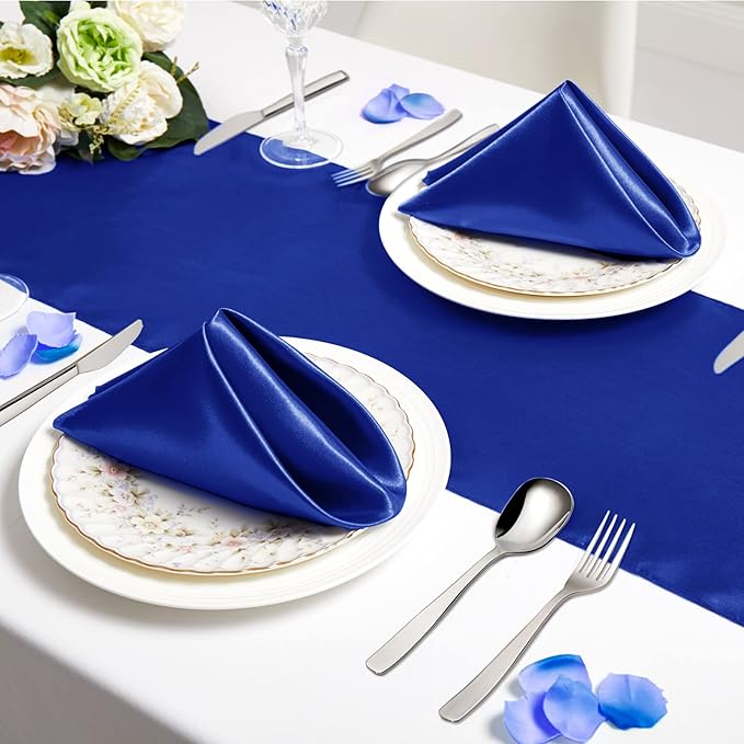 Horbaunal 30 Pack Royal Blue Satin Napkins 17 x 17 Inch, Square Soft Table - Image 4