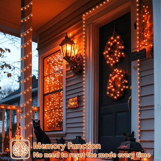 YEGUO 165ft 500 LED Halloween Lights Outdoor Waterproof, 8 Modes Clear Wire - Image 6