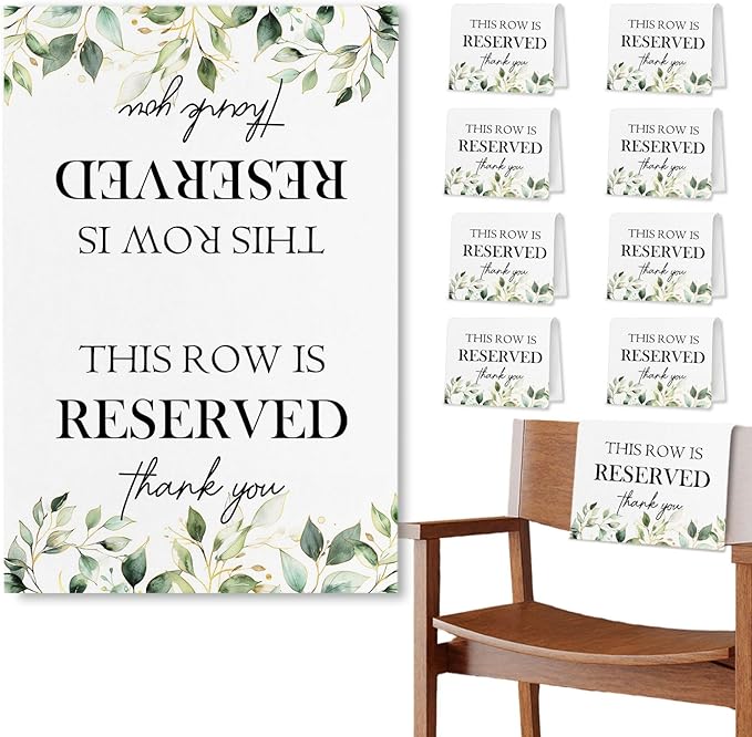 Reserved Seating Chair Signs, This Row Is Reserved Pew Cloths Seating by Unknown