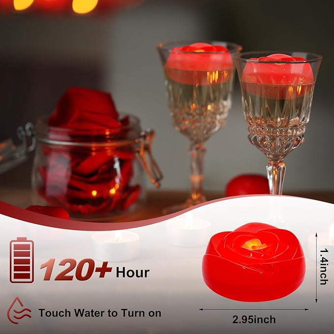 Enido Flameless LED Floating Candles Battery Operated Waterproof Plastic - Image 3