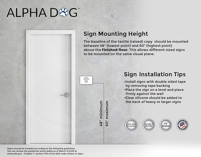 ALPHA DOG ADA SIGNS Custom ADA Compliant Braille Sign, Tactile Text, Raised - Image 5