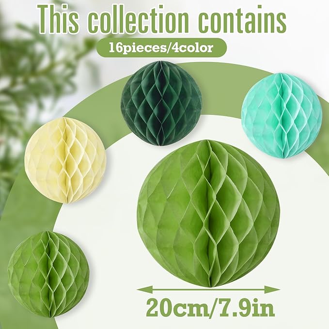 Sage Green Honeycomb Balls Decorations Sage Green Honeycomb Paper Decorations - Image 2