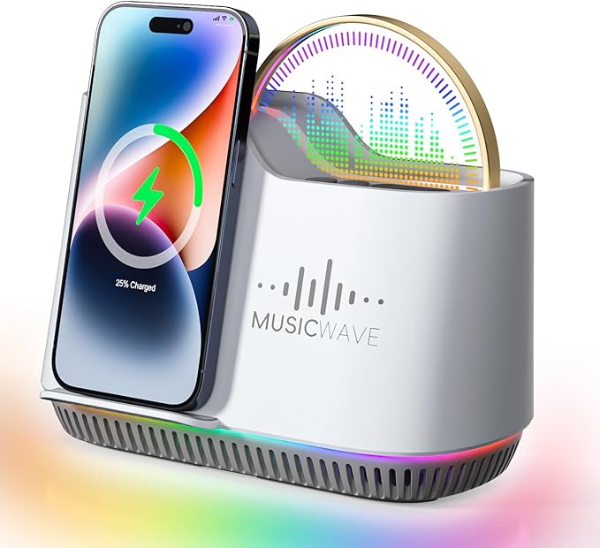 Night Lights Bluetooth Speaker, 15W Wireless Charger by AUYLE
