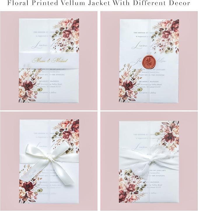 PONATIA 50PCS Vellum Jackets for 5x7 Invitation Cards- 135GSM Burnt Orange - Image 3